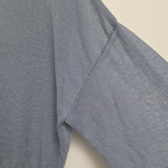 Mango Stone Silver Grsy  Boat Neck Bishops Long Sleeve Knitted Top Sz S Sweater - Picture 8 of 8